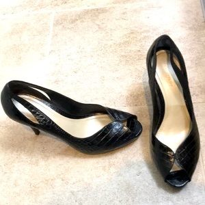 Ann Taylor 8 Croc look black fabulous heels Women’s